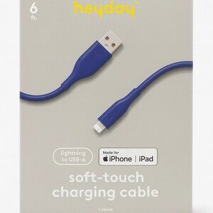NWT Heyday 6 ft Soft Touch Charging Cable Lightning to USB A Choice of Color